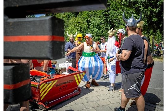 Die mutigen Gallier vor dem Start beim Freibad Wonnemar.