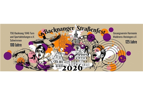 Das Design interpretiert Backnang neu: als Stadt zwischen Tradition und Aufbruch. Stadtturm, Wappen und Gans stehen für Identität und Geschichte, das Riesenrad für das lebendige Straßenfest. Der Schwimmer und der Sänger repräsentieren die Jubiläen der Vereine – Sport und Musik als tragende Säulen der Gemeinschaft. Die moderne Linienillustration bricht bewusst mit bisherigen Krugmotiven und bringt frischen, zeitgemäßen Wind in die Gestaltung.
