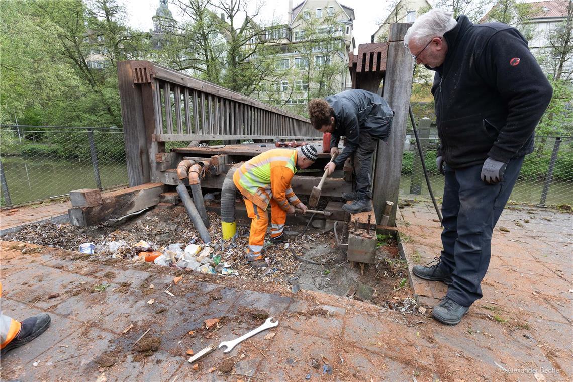 // Rückbau/Abriss des Murrstegs am 18.4.2024