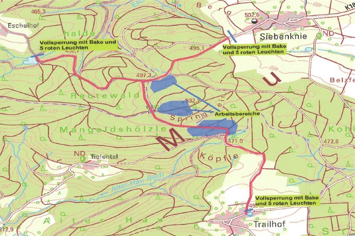  Umleitungsmöglichkeiten und genauere Informationen zur Umfahrungsroute sind vor Ort ausgeschildert. Foto: privat