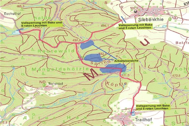  Umleitungsmöglichkeiten und genauere Informationen zur Umfahrungsroute sind vor Ort ausgeschildert. Foto: privat