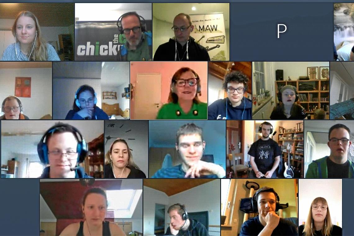 20 Teilnehmer haben sich zur digitalen Bandprobe eingefunden. Screenshot: K. Doberer