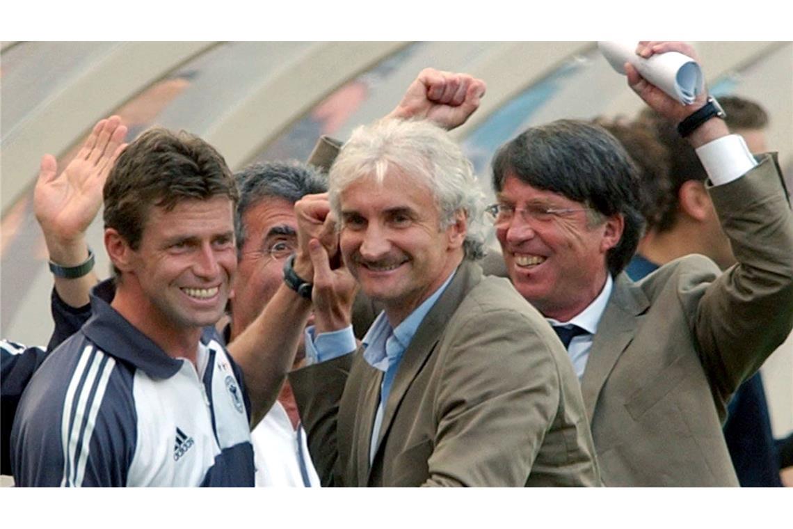 2002 feierte Rudi Völler als DFB-Teamchef einen Sieg gegen Paraguay. (Archivbild)