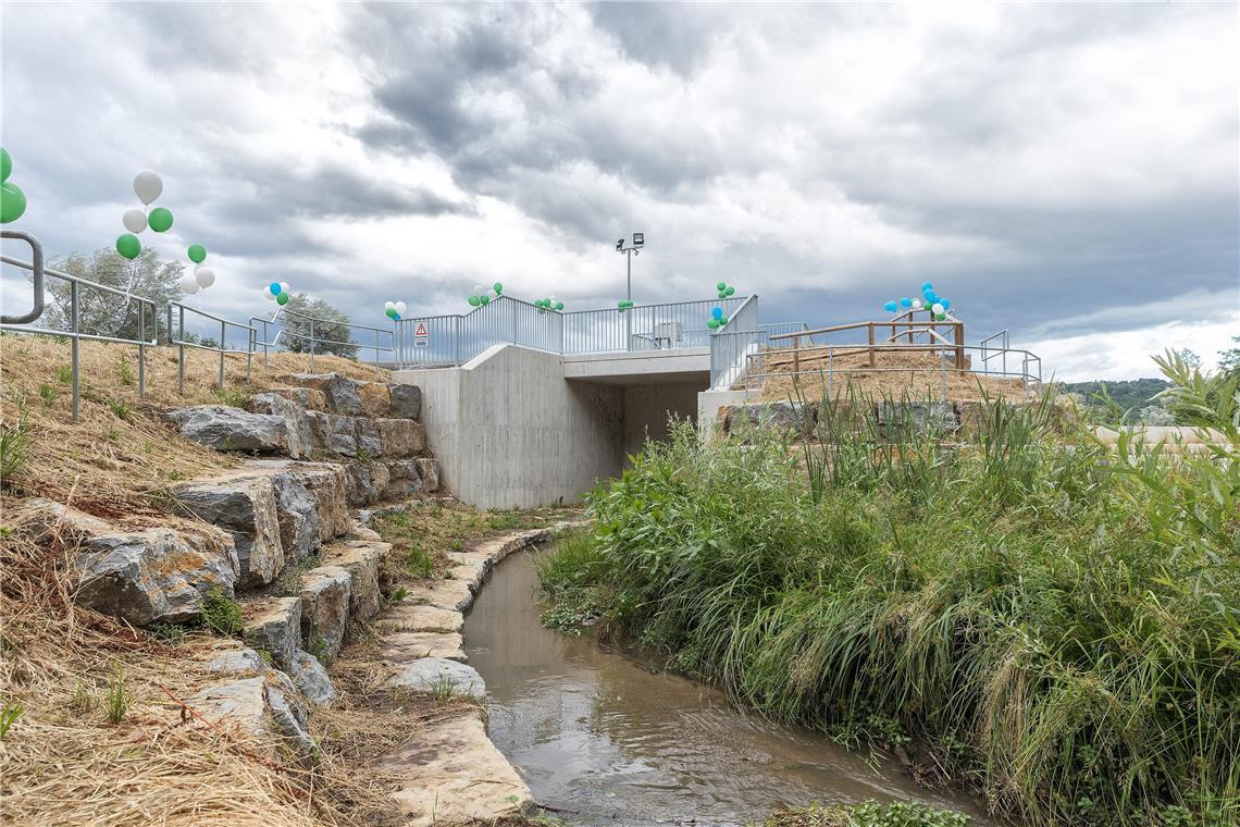 2017 wurde das Hochwasserrückhaltebecken Däfern/Glaitenbach eingeweiht. Archivfoto: Jörg Fiedler