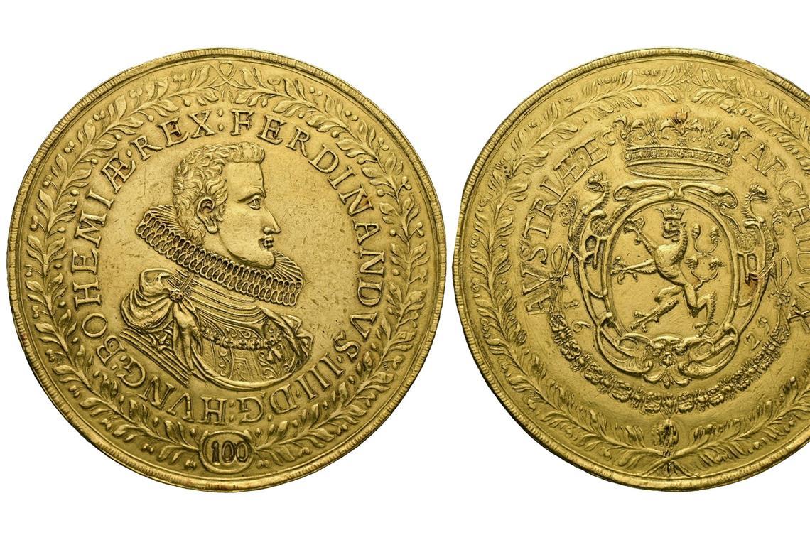 346 Gramm Gold: Eine Münze, die 1629 als Geschenk für einen hohen Würdenträger geprägt wurde.