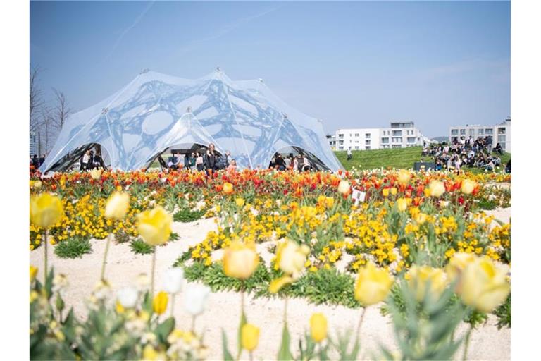 350 000 Besucher in vier Wochen bei Bundesgartenschau. Foto: Sebastian Gollnow/Archivbild