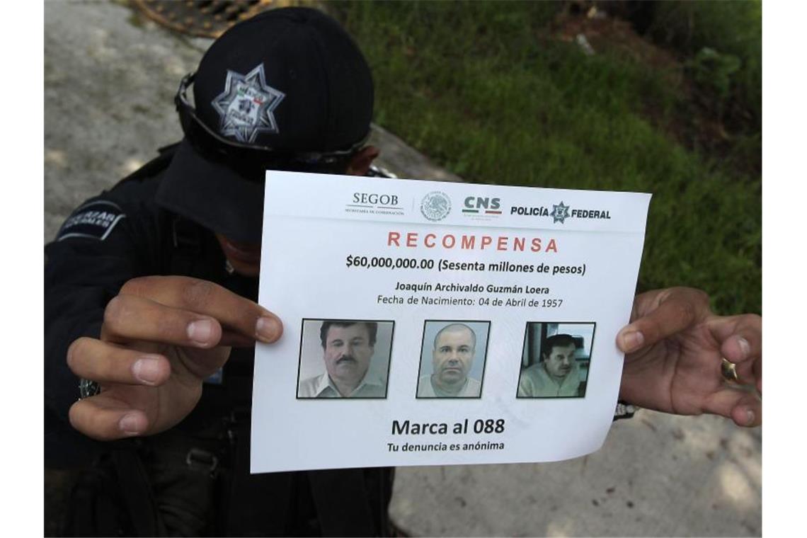 Drogenboss „El Chapo“ muss lebenslang ins Gefängnis 60 Millionen mexikanische Pesos betrug die Belohnung für die Ergreifung von „El Chapo“. Foto: Alex Cruz