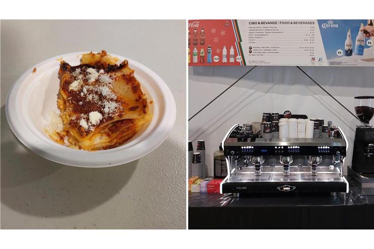 8,60 Euro kostet das Stückchen Lasagne im Pressezentrum, den Espresso gibt’s für 1,50 Euro.