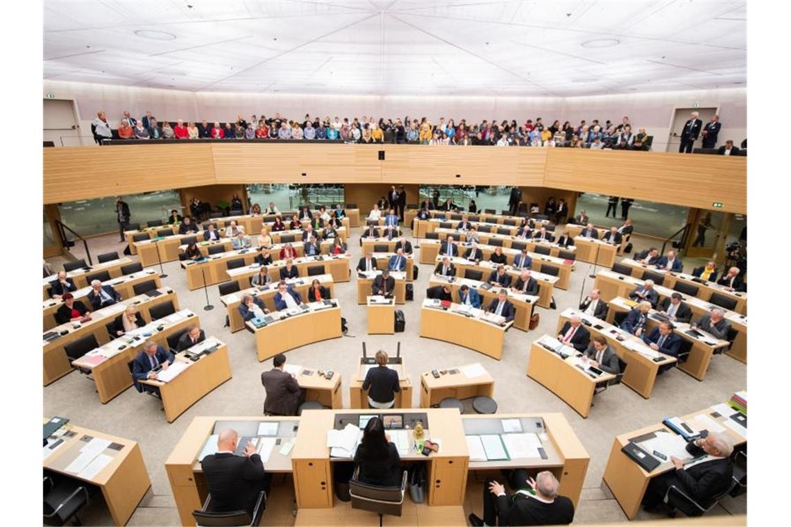Abgeordnete sitzen im baden-württembergischen Landtag auf ihren Plätzen. Foto: Tom Weller/dpa/Archivbild
