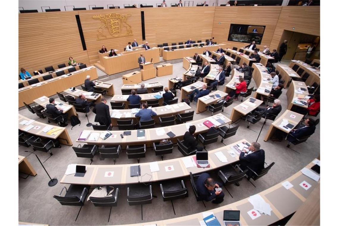 Abgeordnete sitzen im Landtag auf ihren Plätzen. Foto: Tom Weller/dpa/Archivbild