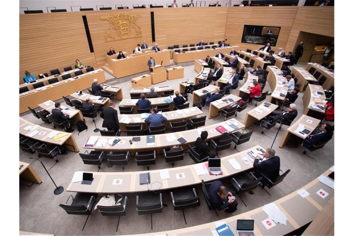 Abgeordnete sitzen im Landtag Baden-Württemberg auf ihren Plätzen. Foto: Tom Weller/dpa/Archivbild