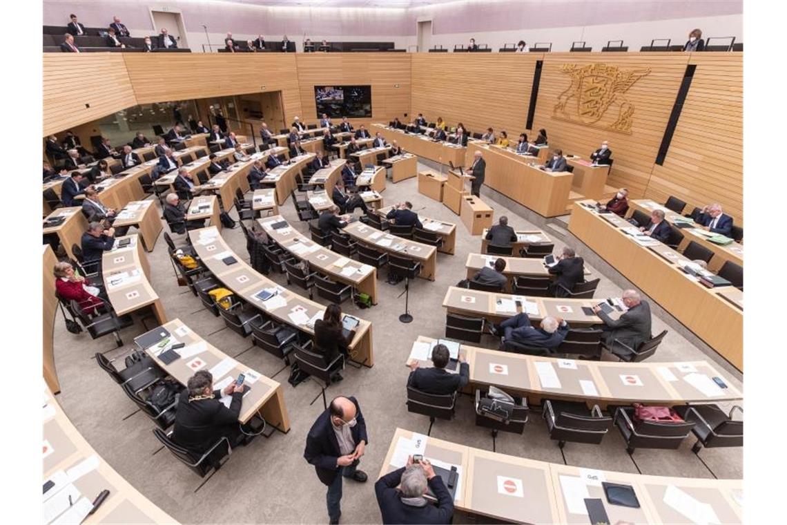 Abgeordnete sitzen im Landtag von Baden-Württemberg. Foto: Christoph Schmidt/dpa