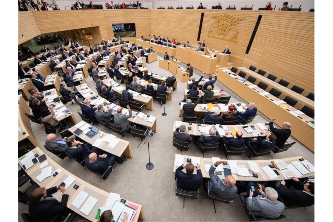 Abgeordnete sitzen während der Landtagssitzung auf ihren Plätzen. Foto: Tom Weller/dpa
