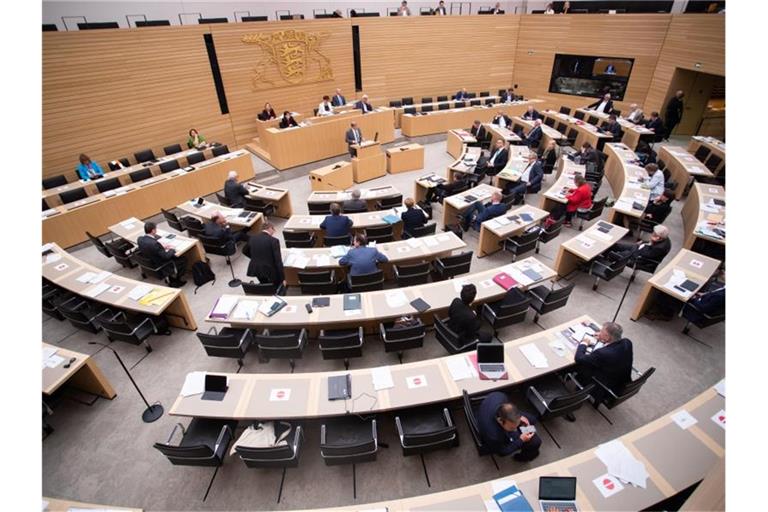 Abgeordnete sitzen während einer Landtagssitzung auf ihren Plätzen. Foto: Tom Weller/dpa/Archivbild