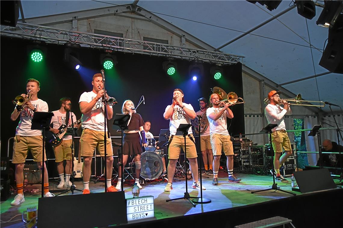 Viel Trubel beim Schlossfest Ebersberg Acht fesche junge Männer und eine „bezaubernde Sängerin“, das sind die Blechstreet Boys.