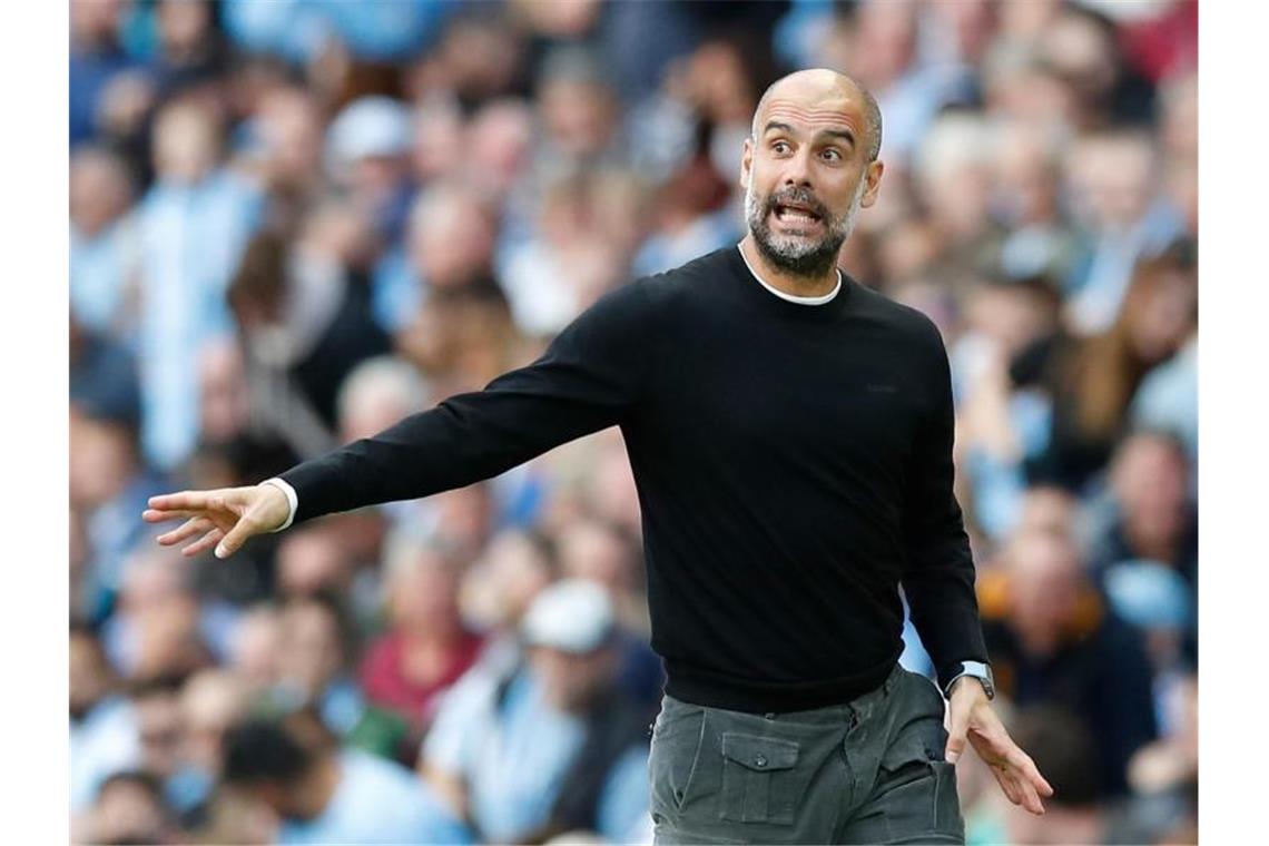 Man City und der Ärger um den Videobeweis Ärgerte sich über den Videobeweis: City-Coach Pep Guardiola. Foto: Martin Rickett/PA Wire