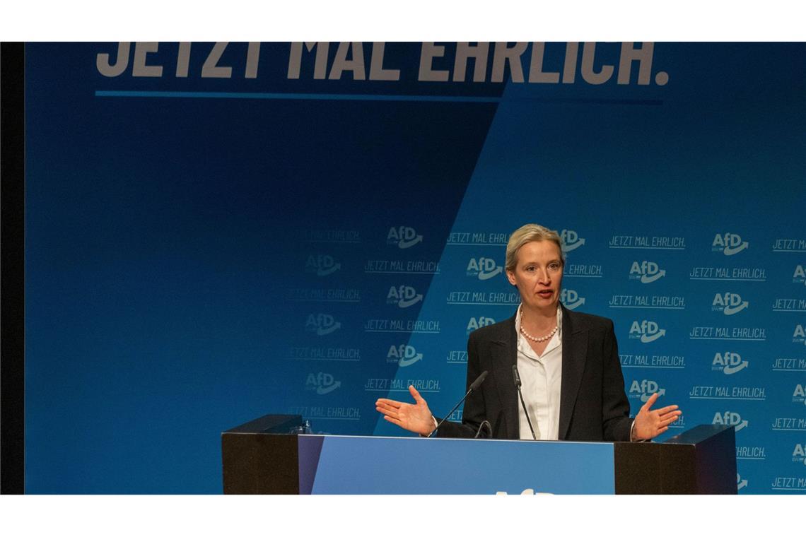 AfD-Bundesvorsitzende Alice Weidel beim Landesparteitag in Heidenheim.