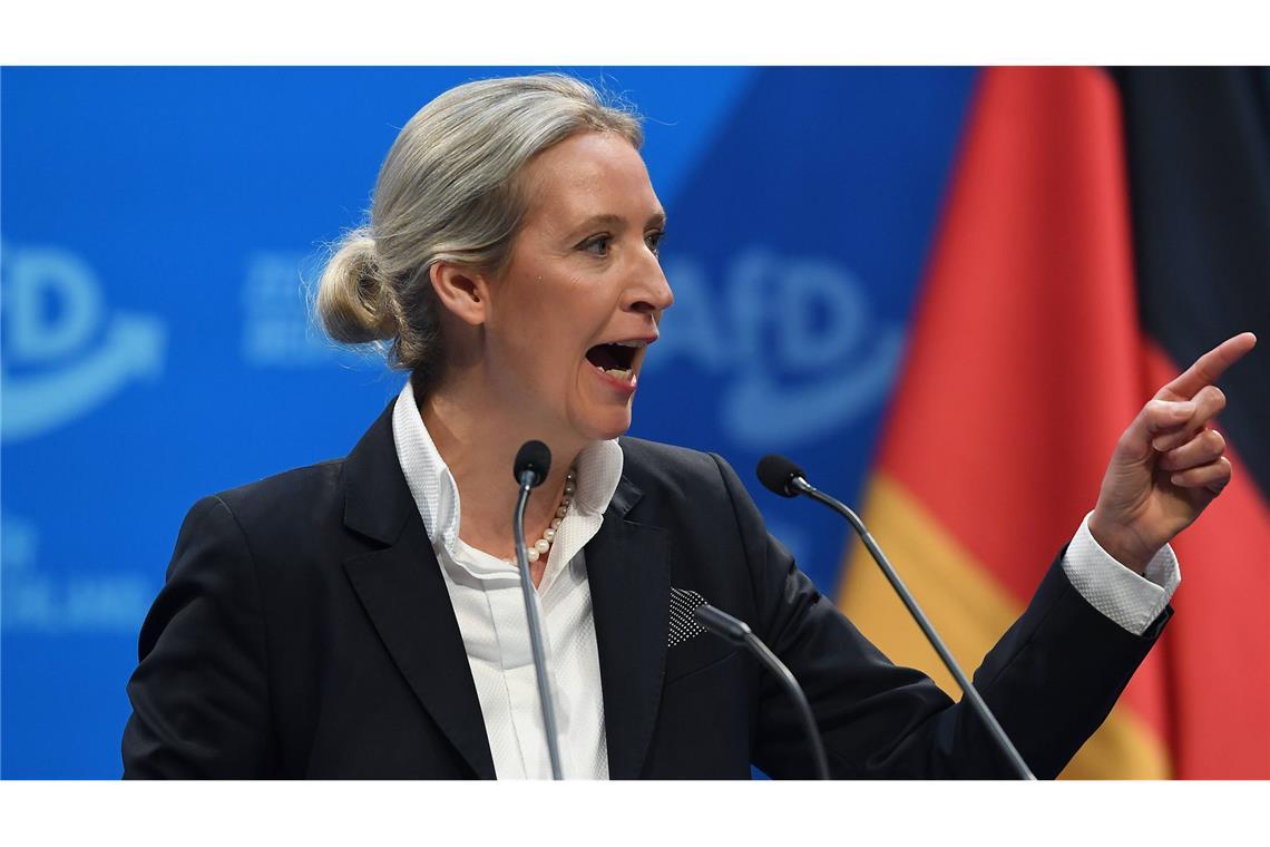 Alice Weidel kann sich Müllermilch-Chef in Regierung vorstellen AfD-Chefin Alice Weidel kann sich eine Regierungsbeteiligung von Superreichen auch in Deutschland vorstellen (Archivfoto).