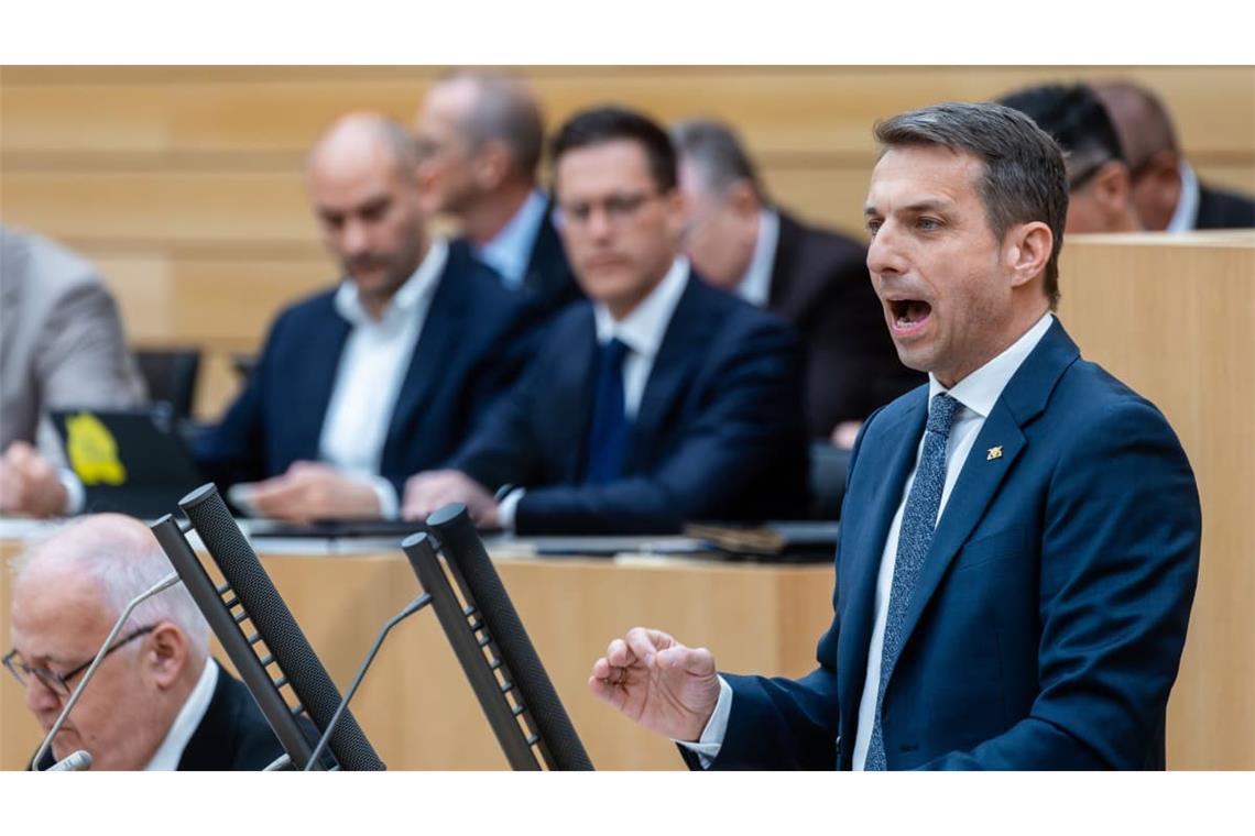 AfD-Fraktionschef Martin Rothweiler selbstbewusst im Landtag - und trotzdem isoliert von den anderen. (Archivbild)