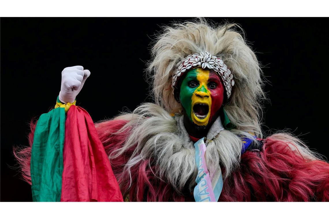 Afrika Cup: Ein Senegal-Fan reagiert bei dem Vorrundenspiel der Gruppe D gegen DR Kongo am 2. Spieltag.