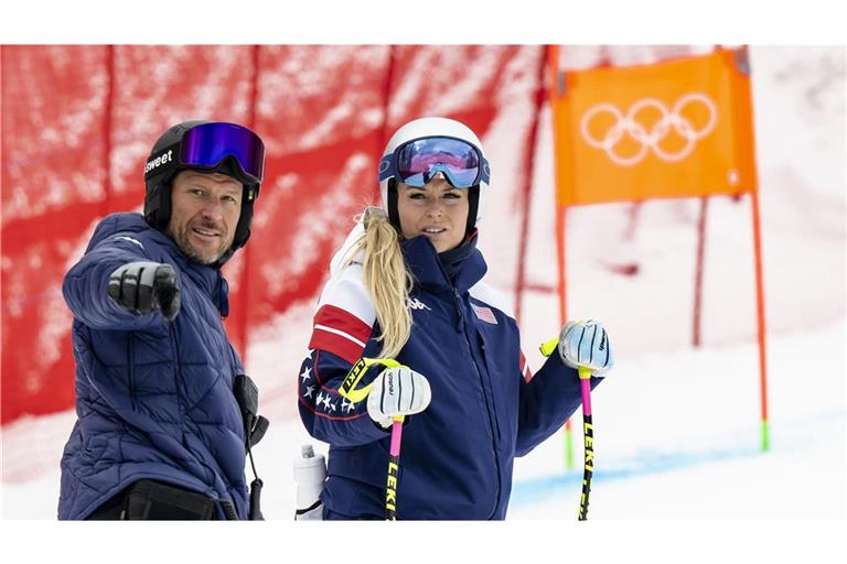Aksel Lund Svindal (li.) und Lindsey Vonn vor einem Trainingslauf in Cortina d’Ampezzo.