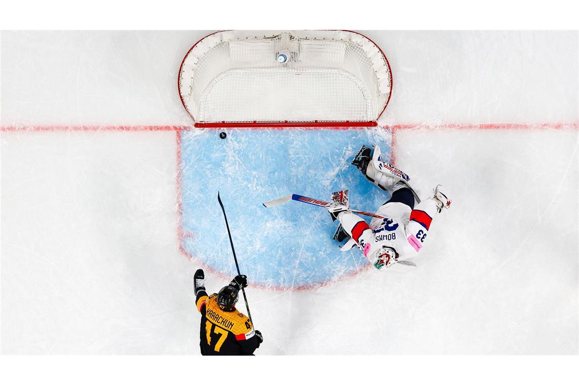 Alexander Karachun brachte die deutsche Eishockey-Nationalmannschaft zum Vorrunden-Abschluss in Führung.