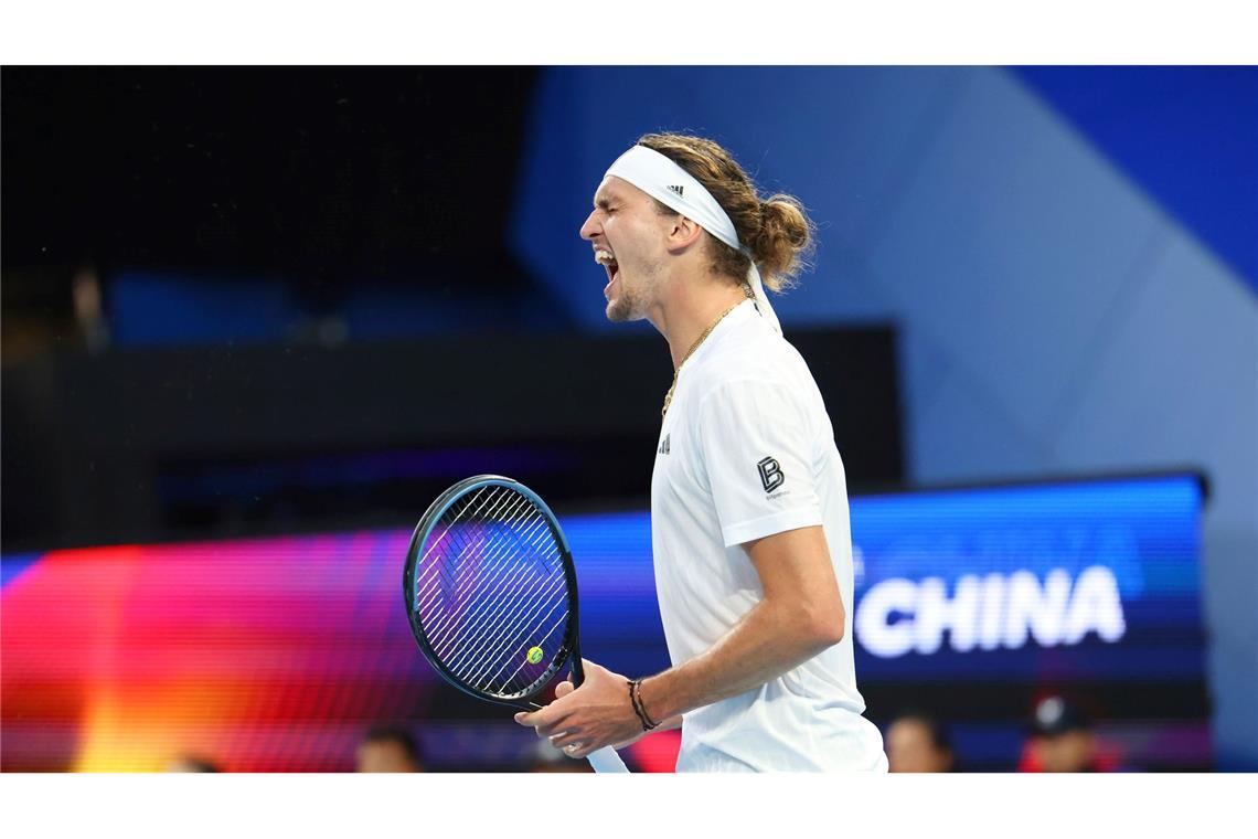 Zverev führt deutsches Tennis-Team ins Viertelfinale Alexander Zverev feiert den Viertelfinaleinzug.