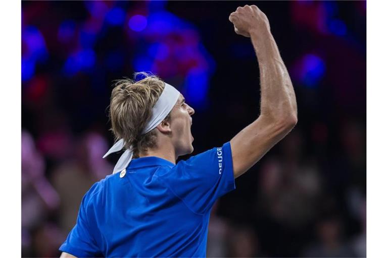 Alexander Zverev holte den entscheidenden Punkt für Team Europa. Foto: Salvatore Di Nolfi/KEYSTONE