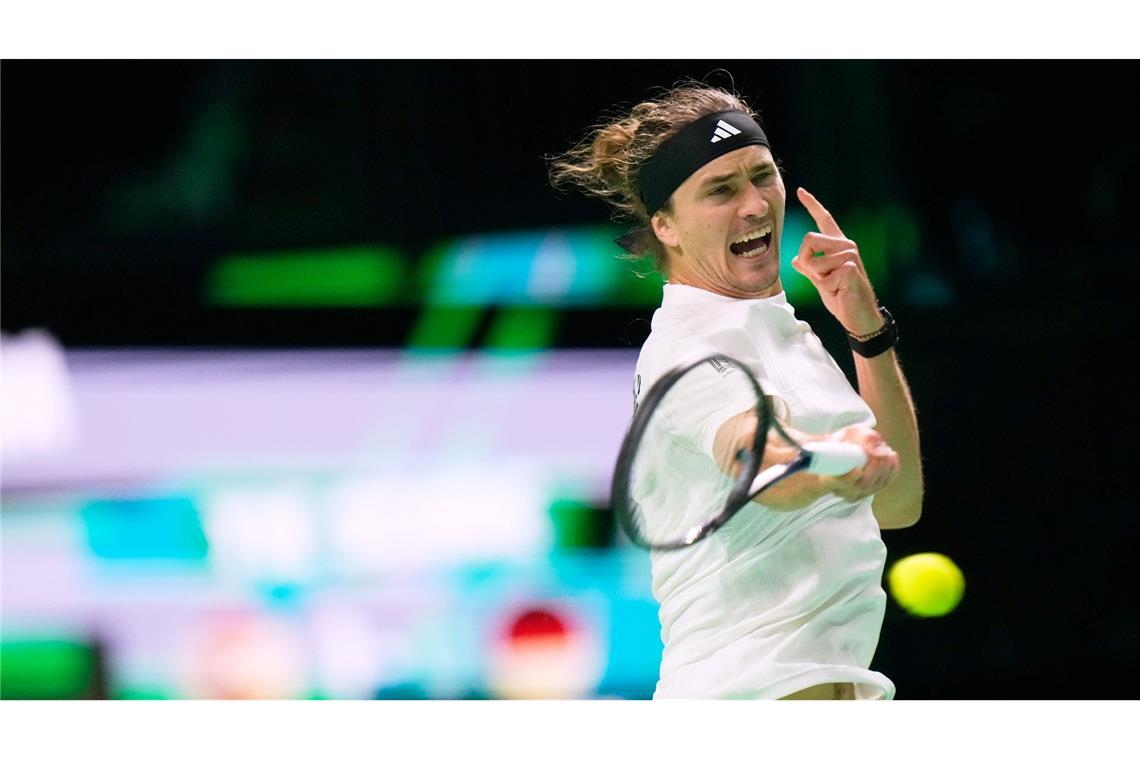 Alexander Zverev in Aktion beim Davis Cup in Turin.