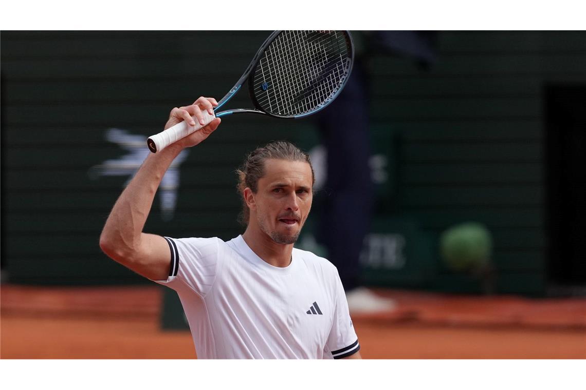 Alexander Zverev reagiert auf seinen Achtelfinalsieg.