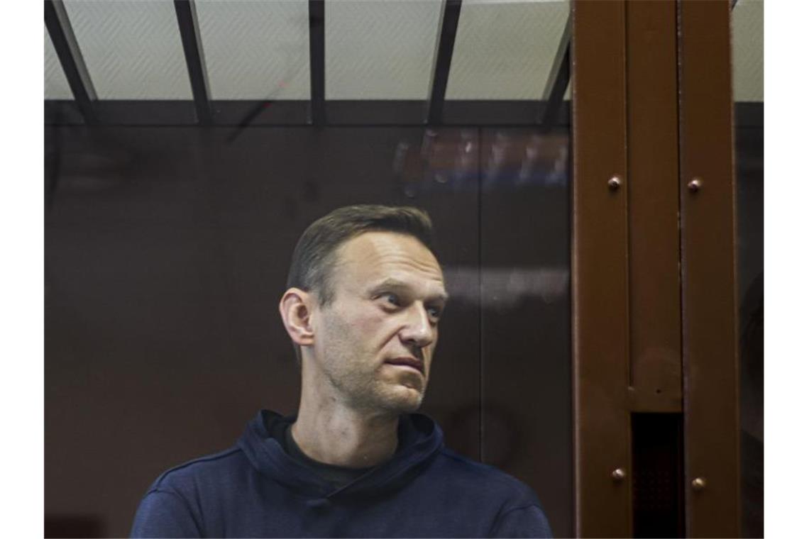 Alexej Nawalny während einer Anhörung im Bezirksgericht Babuskinsky Anfang Februar. Foto: Uncredited/Babuskinsky District Court/AP/dpa