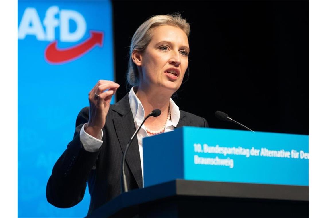 Partei- oder persönliche Spende: AfD will Strafe verhindern Alice Weidel (AfD) spricht bei einem Parteitag der AfD. Foto: Sina Schuldt/dpa/Archivbild