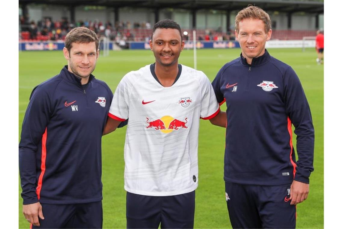 Allesamt neu in Leipzig: Trainer Nagelsmann, Luan Candido und Co-Trainer Moritz Volz. Foto: Jan Woitas