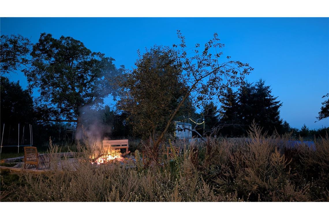 Sieben Freunde, ein Hof, ein Traum Altes Holz wird verbrannt.