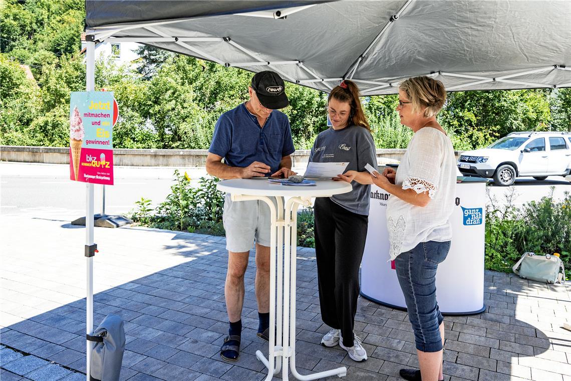 Am BKZ-Stand werden die Antworten ausgewertet. Wer alles richtig ausgefüllt hat, wird mit einem Eis belohnt.