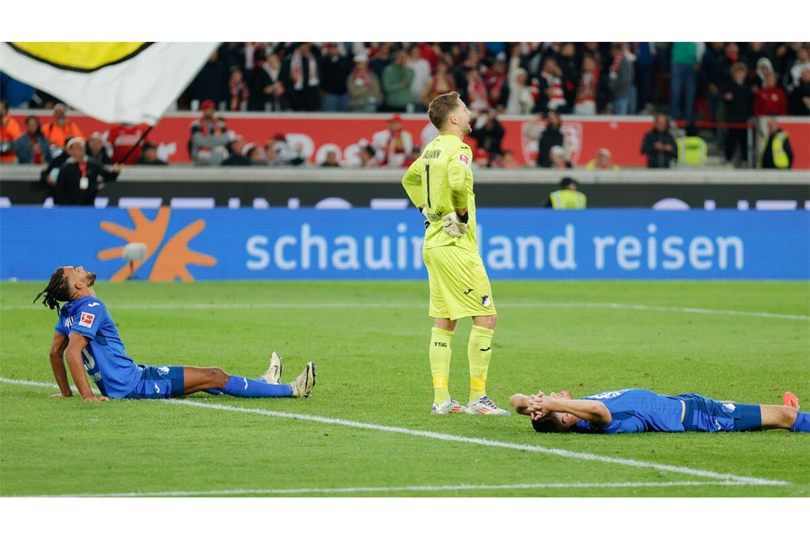 Eine Saison zum Vergessen Am Boden: Die TSG Hoffenheim spielt in dieser Saison gegen den Abstieg und Kapitän Oliver Baumann (li.) muss noch einige Wochen pausieren.
Foto: Pressefoto Baumann