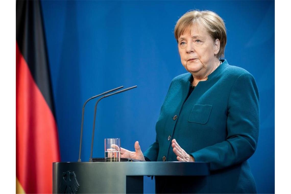 Am Sonntagabend hatte Bundeskanzlerin Merkel noch eine Pressekonferenz abgehalten. Foto: Michael Kappeler/dpa-pool/dpa