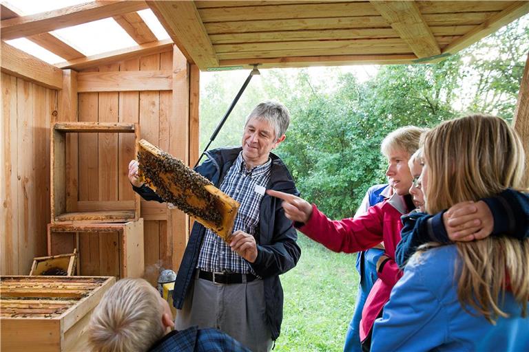 Am Tag der Artenvielfalt kann man in Murrhardt wieder Bienenzüchtern wie Walter Bay bei ihrer Arbeit über die Schulter schauen. Archivfoto: Jörg Fiedler