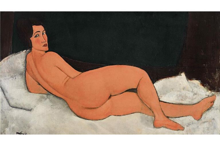 Amedeo Modigliani, Auf der Seite liegender Frauenakt, 1917