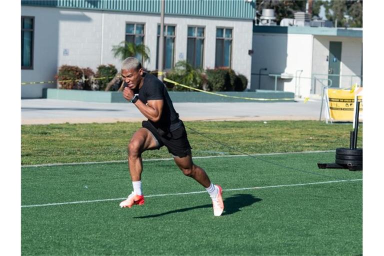 Amon-Ra St. Brown will in die NFL. Foto: Maximilian Haupt/dpa