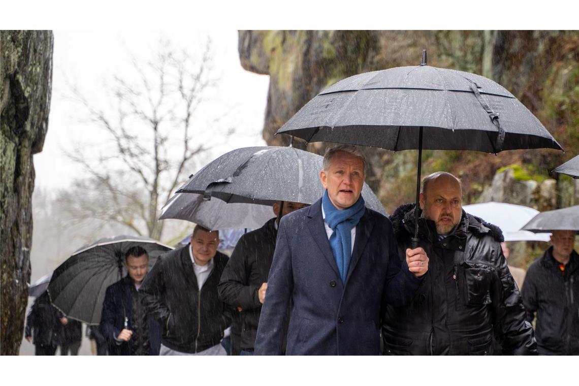 An den Externsteinen im Teutoburger Wald hatte sich Höcke mit nordrhein-westfälischen AfD-Politikern getroffen.