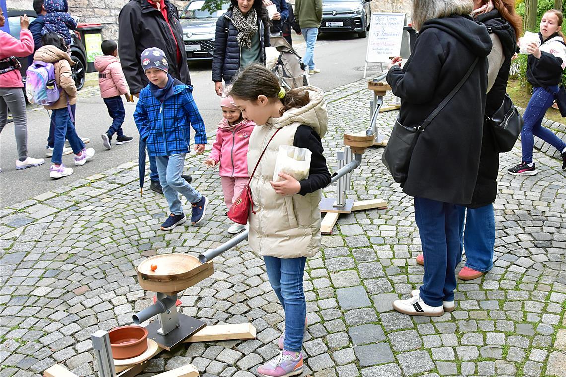 An der Kugelbahn können sich die Kinder austoben.Tulpenfrühling in Backnang 2026...