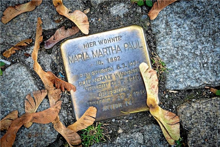 An Maria Martha Paul wird in der Stuttgarter Straße erinnert. Foto: Alexander Becher