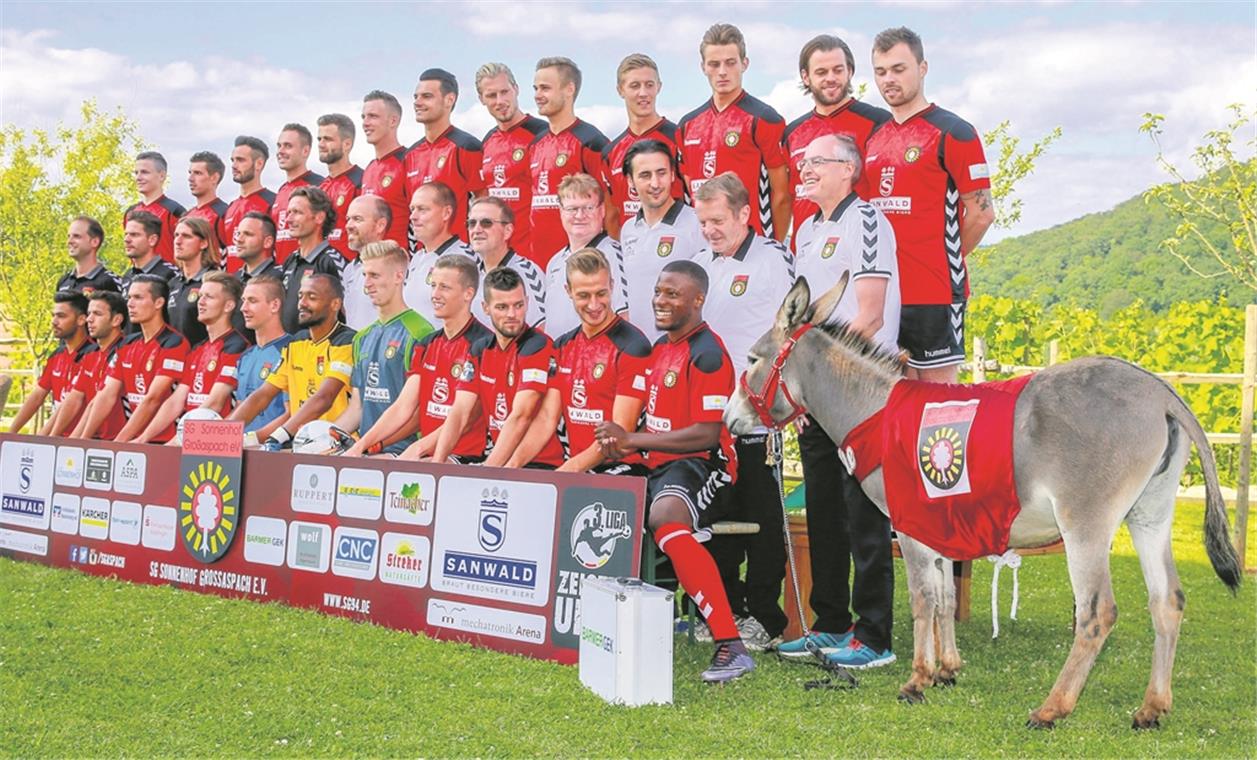 Dürfen wir vorstellen: WM-Orakel Andile Andile ist das Maskottchen der Drittliga-Kicker der SG Sonnenhof Großaspach. Fotos: A. Becher