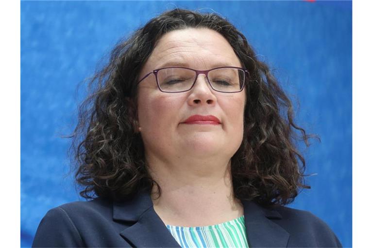 Andrea Nahles bei einer Pressekonferenz zu den Ergebnissen der Europawahl. Foto: Wolfgang Kumm