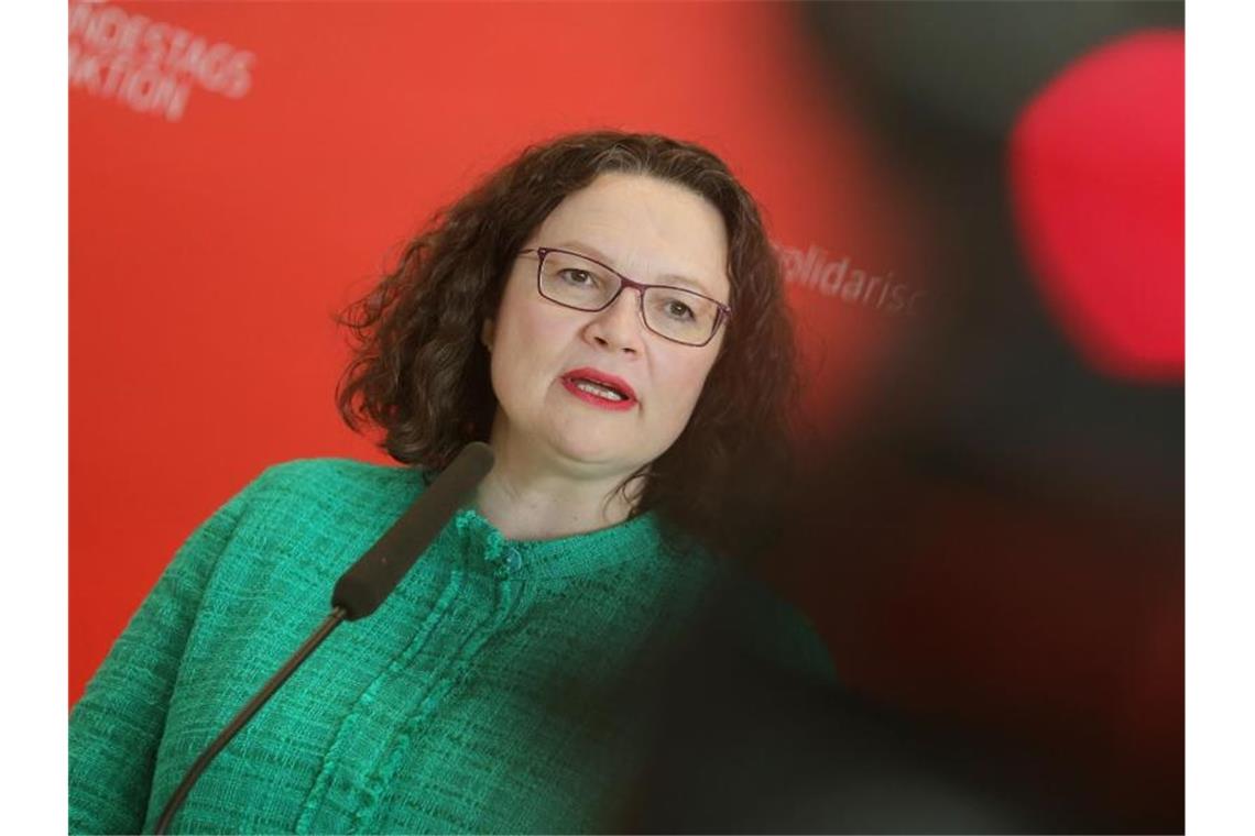 SPD: Pläne für Aufstand gegen Nahles bei Wahlpleiten? Andrea Nahles ist Partei- und Fraktionschefin der Sozialdemokraten. Foto: Wolfgang Kumm