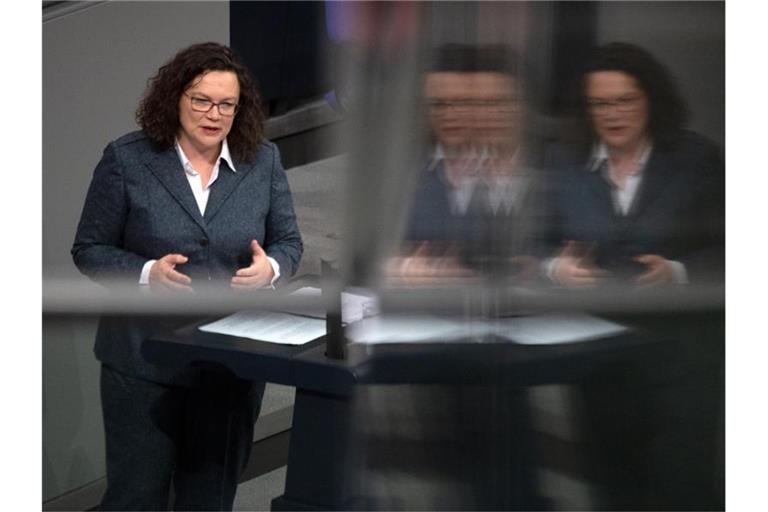 Andrea Nahles war mit einer Unterbrechung seit 1998 im Bundestag. Foto: Ralf Hirschberger/dpa