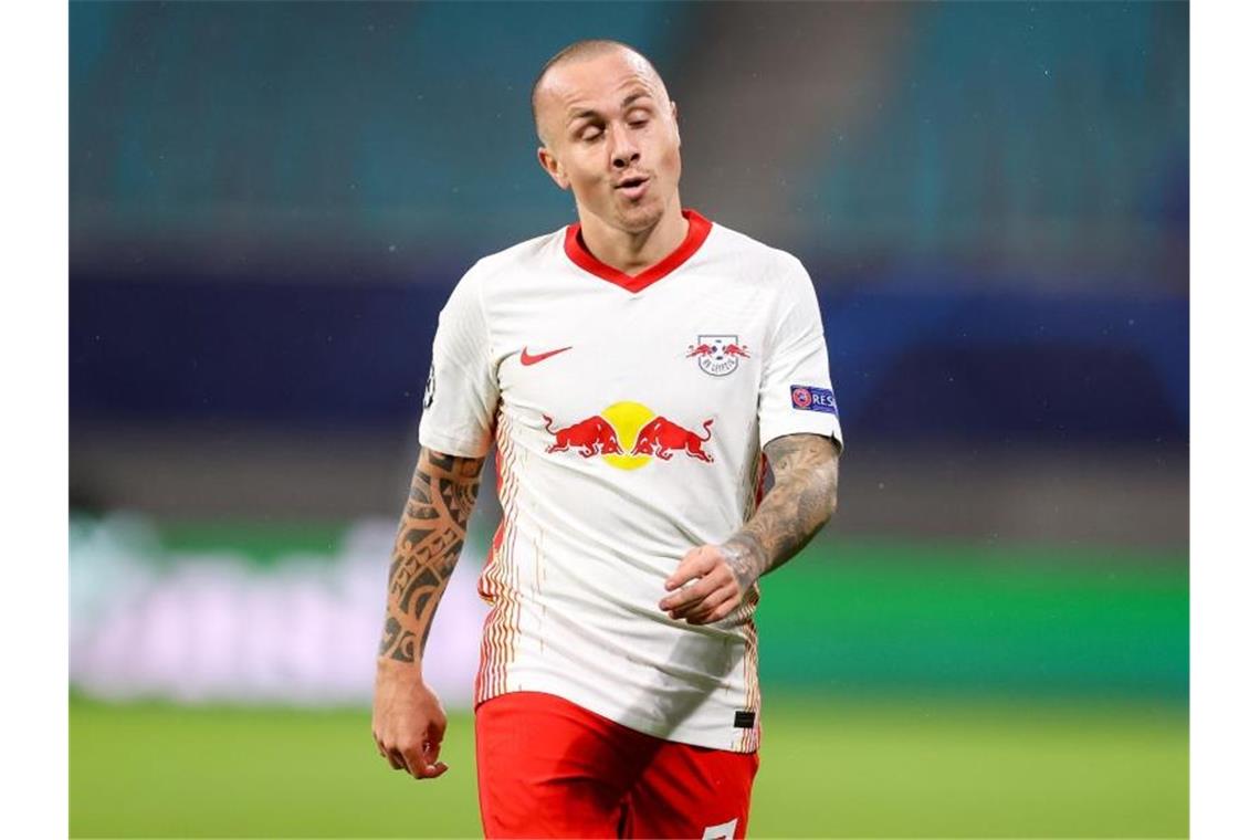 Angeliño erzielte beide Treffer für RB Leipzig gegen Istanbul Basaksehir. Foto: Jan Woitas/dpa-Zentralbild/dpa