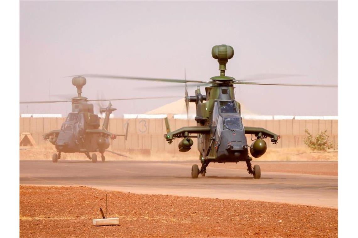 Ankunft der ersten beiden Kampfhubschrauber des Typs Tiger am 25. März 2017 in Mali. Foto: Marc Tessensohn/Bundeswehr