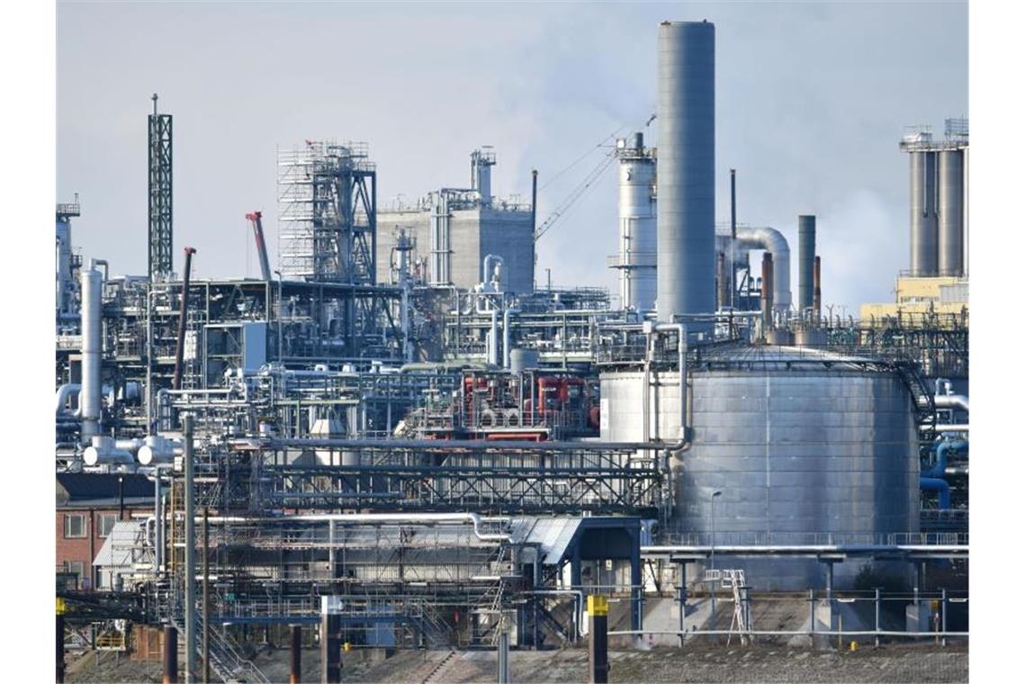 Anlagen des Chemiekonzerns BASF auf dem Werksgelände in Ludwigshafen. Foto: Uwe Anspach/dpa